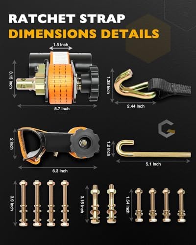 Rack Ratchet Straps, Ladder Rack Straps, Truck/Lumber/Pipe/Roof Rack Straps