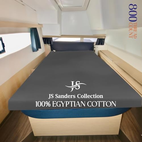JS Sanders AFT Berth Boat Sheet 1 Pcs 600 TC Egyptian Cotton, Dark Gery