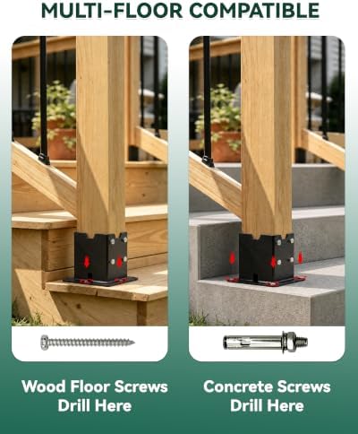 2 PCS 4x4 Post Base Brackets, 4x4 Post Anchor for Concrete & Wood