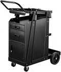 Welding Cart, 2-Tier Heavy Duty Welder Cart with 2 Drawers & Lockable Cabinet, 350LBS Load Capacity, Dual Cylinder Slots & Safety Chains, 360° Swivel Wheels for MIG Welder & Plasma Cutter