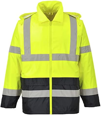 Portwest UH443 Classic Waterproof Rain Jacket in Reflective Contrast Hivis ANSI, XXL