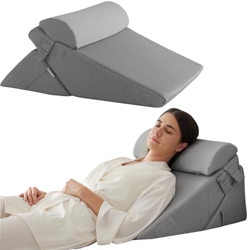 Bedluxe Wedge Pillow Set for After Surgery, Orthopedic Bed Wedge, Grey