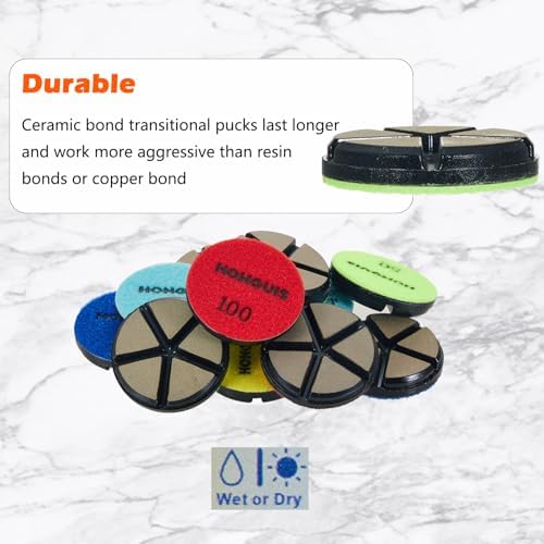 3" Ceramic Concrete Polishing Pads, 50 Grit, 3-Pack Hybrid Bond