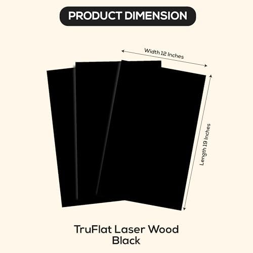 TruFlat Plywood Laser Wood Sheets, 12 x 19 x 1/8 in, Black, Case of 24