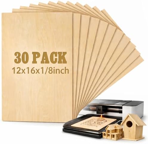 Juexica 30 Pcs 12" X 16"X 1/8" Basswood Plywood Sheets for Laser Cutting