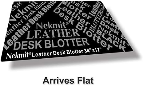 Nekmit Leather Desk Blotter Pad 34 x 17 Inches, Flat, Non-Slip, Waterproof, Black