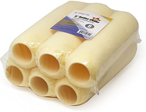 Allgala Paint Roller Cover 9 Inch 6 Pack 1/2 Inch Nap Shedless Premium Paint Roller Cover Sleeves for Paint Roller Kit