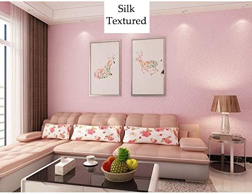 Cohoo Home Silk Pink Wallpaper Peel and Stick Contact Paper Pink Textured Silk Wallpaper Stick and Peel Self Adhesive Removable Paper Bedroom Wall Sticky Girls Drawer Liner Waterproof 15.7inW 197inL