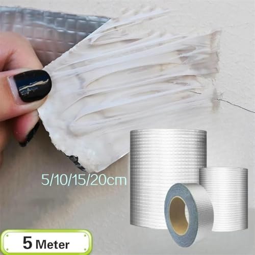 Waterproof Tape Butyl Tape Aluminum Foil Tape Butyl Tape Aluminum Foil Butyl Rubber Tape High Temperature Super Resistant god kvalitet Self Adhesive Wall Crack Roof Pipe Repair(5cmx10 Meters)