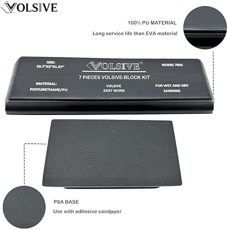 Hand Sanding Block Set of 7,PSA Base Auto Body Sanding Block Kit with Long Panel Sander,Flexible for Automotive Paint and Woodworking Sand Furniture,Black