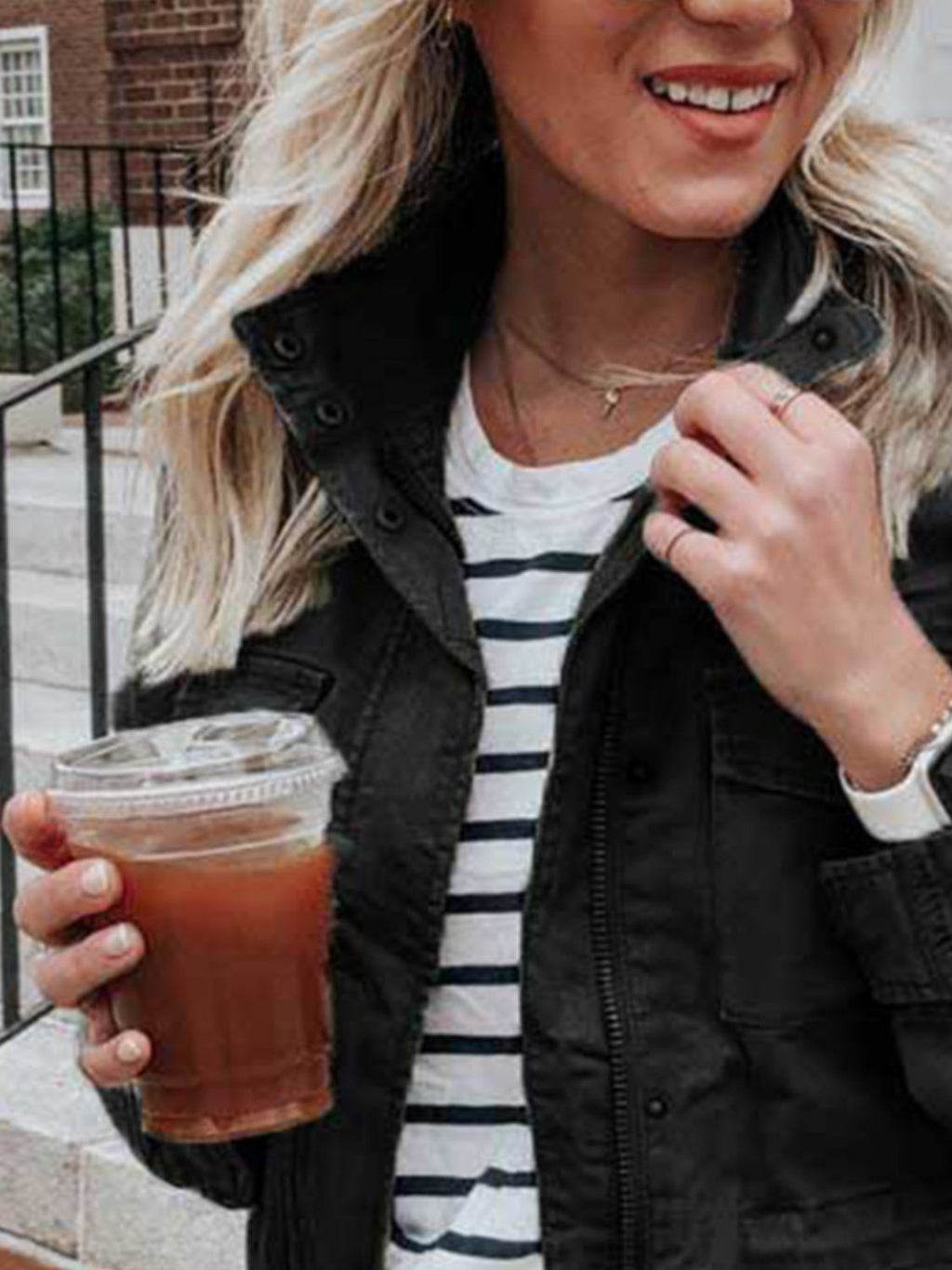 Pocketed Long Sleeve Zip Up Jacket