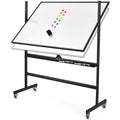 48 x 36 Inch Mobile Magnetic Double-Sided Reversible Whiteboard Height Adjust