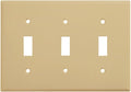 ENERLITES Toggle Light Switch Wall Plate, Gloss Finish, Midway Size 3-Gang 4.88" x 6.77", Unbreakable Polycarbonate Thermoplastic, UL Listed, 8813M-I, Ivory
