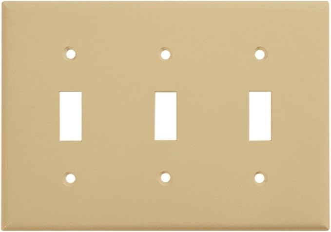ENERLITES Toggle Light Switch Wall Plate, Gloss Finish, Midway Size 3-Gang 4.88" x 6.77", Unbreakable Polycarbonate Thermoplastic, UL Listed, 8813M-I, Ivory