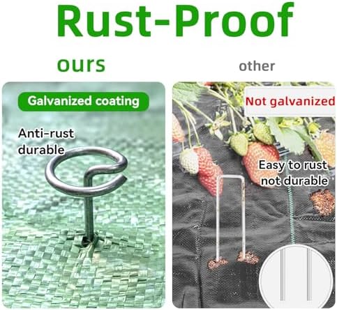 8 Inch Circle Top Landscape Staples, 200Pcs 8 Gauge Galvanized Steel Heavy Duty Gardn Stakes for Outdoor Gardening Weed Barrier Sod Fabric