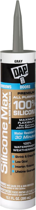 DAP Silicone Max All Purpose Sealant, Light Gray, 10.1 Oz (7079808787)