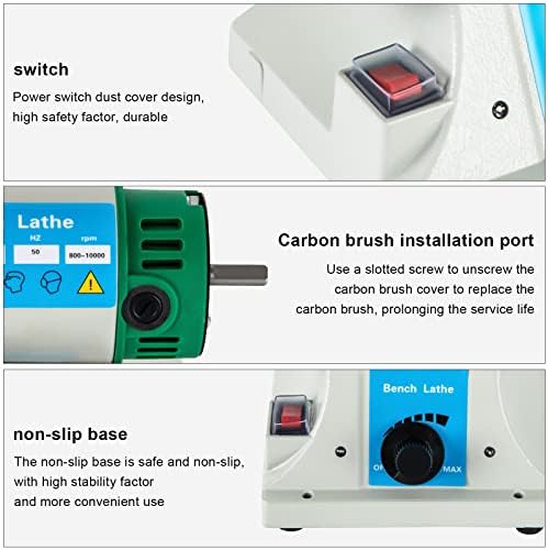 DNYSYS Jewelry Polisher,Bench Buffer,Adjustable Variable Speed Bench Grinder Polishing & Buffing Machine,Polisher Polishing Dental Machine with 2 Cloth Wheel & Fabric wheels for Jewelry,Wood,Jade,110V