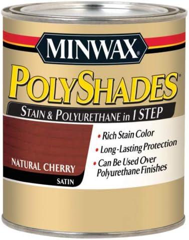 Minwax PolyShades Wood Stain + Polyurethane Finish – ½ Pint, Natural Cherry, Satin