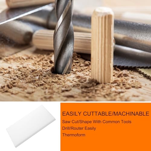 MECCANIXITY UHMW Sheet Ultra High Molecular Weight Polyethylene Sheet, 1/2" Thick Hard HDPE Plastic Sheet Board for DIY Craft 6" x 8" White