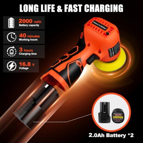 Cordless Electric Sander with 36PCS Sandpapers, 3500 RPM, 2Pcs 2000mAh Batteries, Lightweight & Compact Design for Wood, Metal, Paint Removal, and DIY Projects