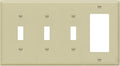 ENERLITES Combination Triple Toggle/Single Decorator Rocker Outlet Wall Plate, Standard Size 4-Gang Light Switch Cover (4.50" x 8.19"), Polycarbonate Thermoplastic, UL Listed，881331-I, Ivory