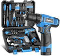 PULITUO Tool Set, 148-Piece Home Drill Set with 12V Blue Cordless Drill, Hand tool Kits, and Box, Suitable for Men, Women, and DIY Enthusiasts for Home Improvement.