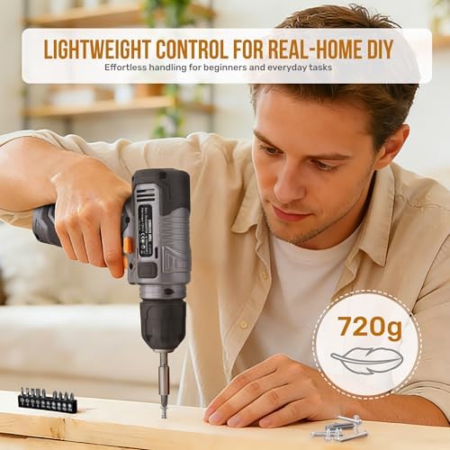 Hi-Spec Tool Kit with 8V Cordless Drill Set with Toolbox for Home DIY