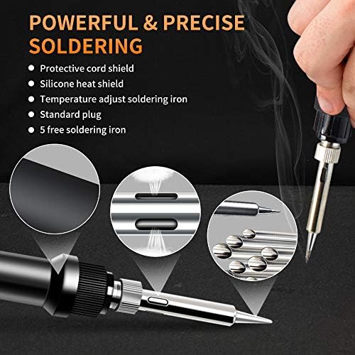 TOAUTO Soldering Station,80W Digital Solder Iron Station Kit with 176°F-896°F Temperature, C/F Func, Auto Standby & Sleep, Temperature Lock,5 Extra Solder Tips, Solder Bracket, Solder Sucker (Orange)