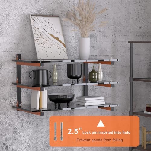 Riciakik Lumber Rack Wall Mount, Lumber Storage Rack, Heavy Duty Wood Storage Racks with 6-Level System, 720 lb Sturdy Garage Wood Organizer, Orange Lumber Metal Racks for Indoor and Outdoor (4 PACK)