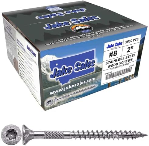 #8 x 2 Silver Star Stainless Steel Wood Screw Torx/Star Drive Head - Grade 305 Stainless Steel Torx/Star Drive Wood Screws - (Full Box - 3,500 Approx. Screw Count)