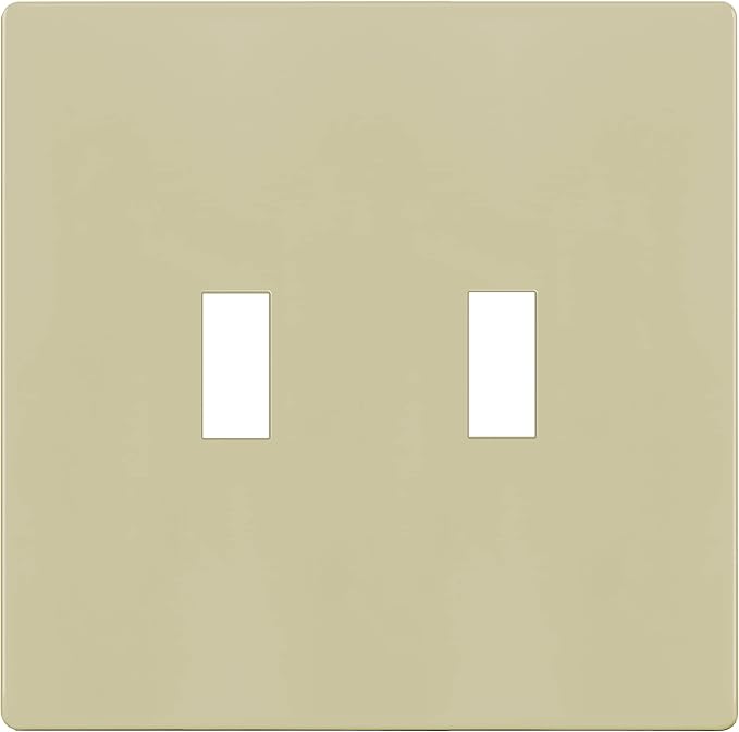 ENERLITES Screwless Double Toggle Switch Wall Plate, Child Safe Dual Light Switch Cover, Standard Size 2-Gang 4.68" x 4.73", Unbreakable Polycarbonate Thermoplastic, UL Listed, SI8812-I, Glossy, Ivory