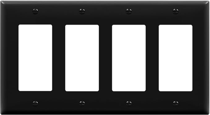 ENERLITES Decorator Light Switch or Receptacle Outlet Wall Plate, Size 4-Gang 4.50" x 8.19", Unbreakable Polycarbonate Thermoplastic, UL Listed, 8834-BK, Black