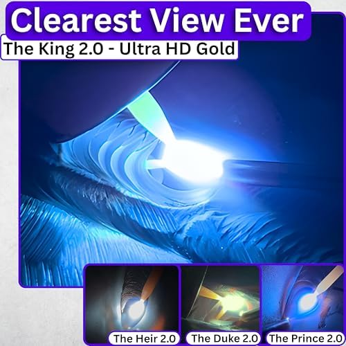 The King Single 2.0 | Shade 11 Gold Auto Darkening Welding Lens | 20A TIG Rating - No Flashing | 2" X 4.25" X 0.2" | Gold Welding Lens - Blue Puddle | Ridge Products Royal Series 2.0