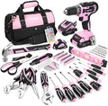 WORKPRO 20V Cordless Pink Drill Set for Women, Pink Tool Set with Bag
