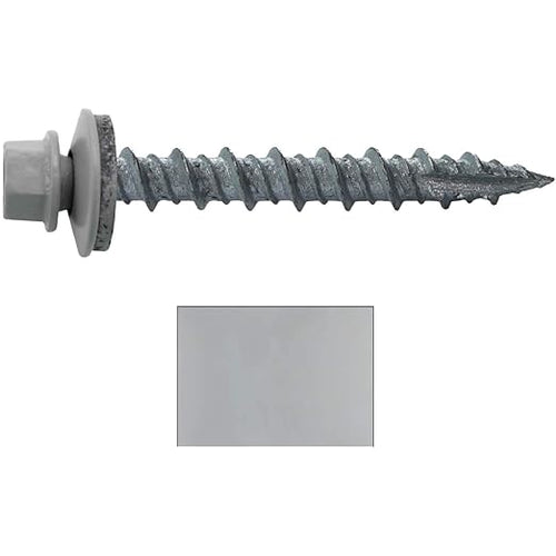 10 x 1-1/2" Old Town Gray Metal Roofing Screws - Hex Washer Head- Self-Starting/Tapping - EPDM Washer. 1 x 250 Count Bag - 250 Screws