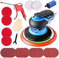 6 Inch Pneumatic air Sander Kit (with 12 Sandpapers, Polishing Pads & Accessories & A Free Air Blow Gun) – da sander for auto Body Specialized, Pneumatic Orbital Sander, Professional & DIY Compatible