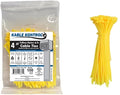 Kable Kontrol Yellow Zip Ties 4 Inch 100 Pcs, 18 Lbs Tensile Strength, Self-locking Nylon Colored Cable Ties Wire Wraps for Indoor or Outdoor Use