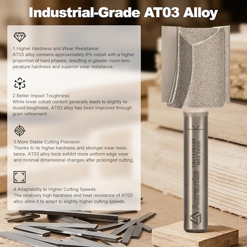 Straight Router Bits 1/4" Shank, 11/16" Cut Diameter, 3/4" Cut Length, Useful for Plunging Capabilities for Cutting Grooves, Dados, Mortising