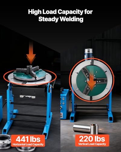 VEVOR Rotary Welding Positioner 66LBS / 30KG, 0-90° Welding Positioning Turntable Table 1-12RPM 80W, with 12.4 Inch 3-Jaw Lathe Chuck & Welding Torch Stand Holder for Cutting, Grinding, Assembly