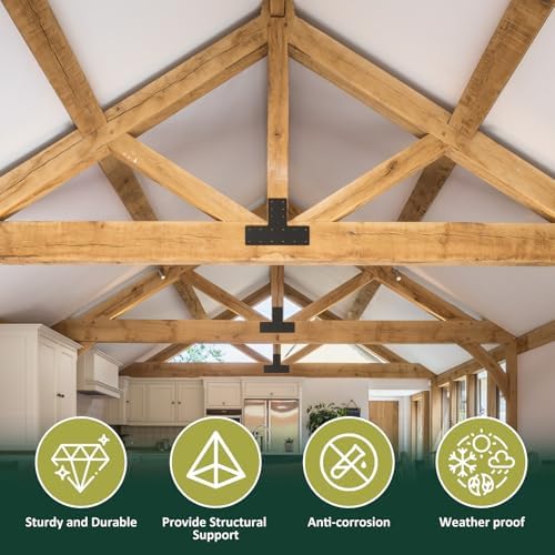 4 Pcs 16.8"x12" T Post Brackets Fit 6x6 6x8 Wood, 3MM Thick