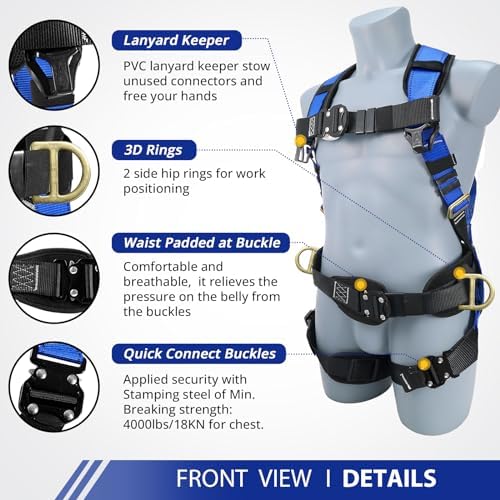 TRSMIMA Safety Harness Fall Protection - Harness Kit for Men Construction