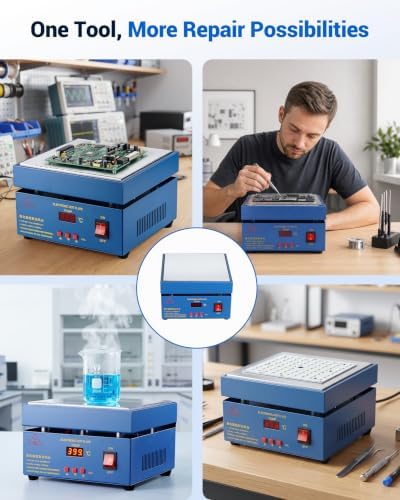 Soldering Hot Plate, PCB Preheater Rework Station with Digital Temperature Control, 200×200mm Heating Area for Multi-Point Heating, Electronics Repair, SMD Soldering, PCB Rework DIY 220V 850W