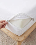 JS Sanders Zippered Mattress Protector Full Size – Soft 100% Egyptian Cotton, 600 Thread Count Deep Pocket Fitted Sheet Encasement Cover for Bed Breathable, 12-16 Inch Fit, White 54x75