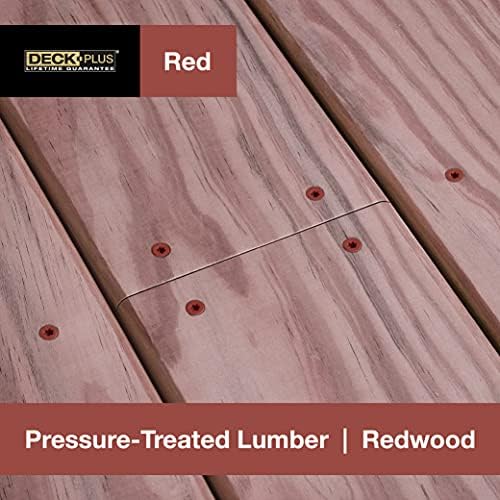 Deck Plus 3 Inch Epoxy Coated Exterior Wood and Fence Screws #10 x 3 Torx/Star Drive Included Coarse Thread, Outdoor Rust Resistant Decking Screw, Red, 40 Pieces | 42600