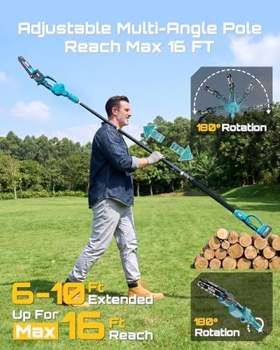 SEESII 2-in-1 Cordless 8 Inch Pole Saw & Mini Chainsaw, 2×4.0Ah Batteries