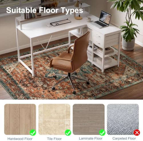 Anidaroel Office Chair Mat for Hardwood Floor/Tile Floor, 48"x60" Desk Chair Mat for Hard Floors, Under Desk Rug Protector for Rolling Computer Gaming Chairs, Anti Slip Machine Wash Low Pile Carpet
