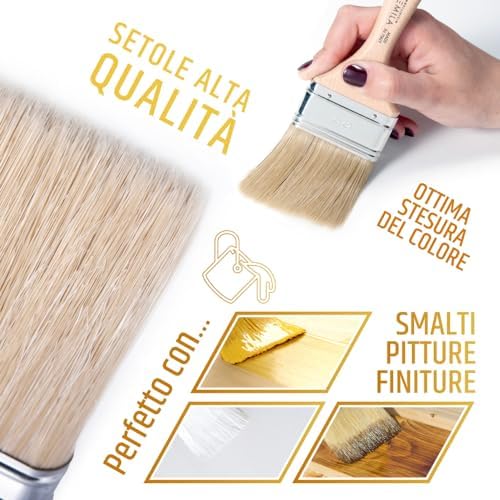 2000 | Professional Painting Kit Consisting of Large Roller and Small Roller, 3 Brushes, Plastic Tray, Paper Tape for Masking, Protective Cover 4 x 4 m – Made in Italy