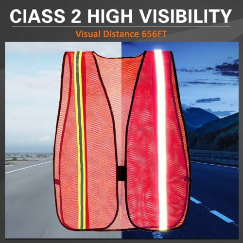 Haysandy 20 Pcs High Visibility Vest Reflective Safety Vest,BrightOrange
