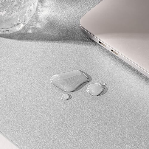 Nekmit Leather Desk Blotter Pad 36 x 20 Inches, Flat, Non-Slip, Waterproof, Gray