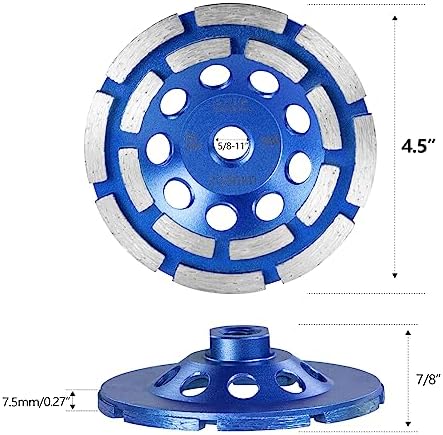 SALI 5PCS 4.5 Inch Concrete Grinding Wheels 16 Turbo Diamond Segments 5/8-11 Arbor Diamond Grinding Wheel Fit for Paint, Epoxy, Mastic Coating Removal